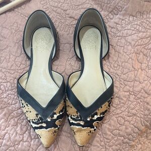 Vince Camuto Leopard Print Black Flats